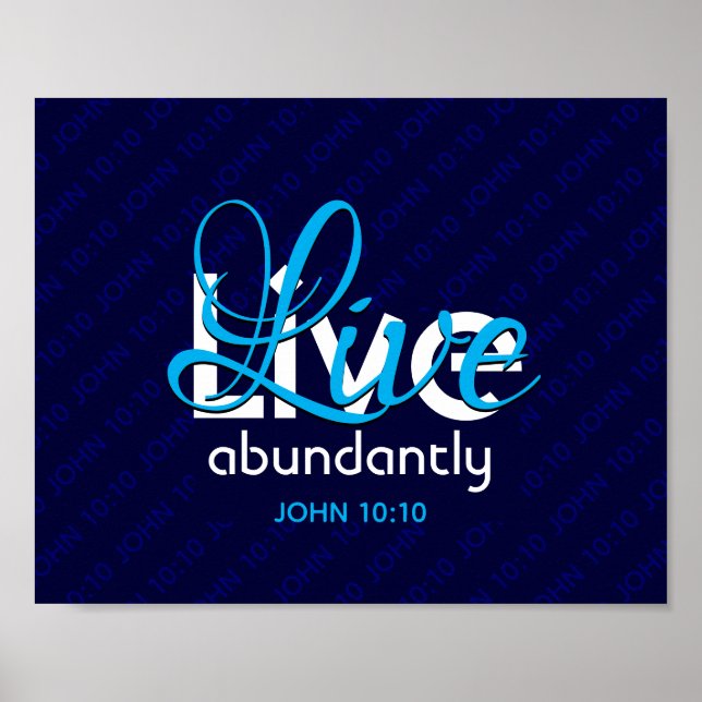 Póster Christian JOHN 10:10 VIVE ABUNDANTEMENTE Azul (Frente)