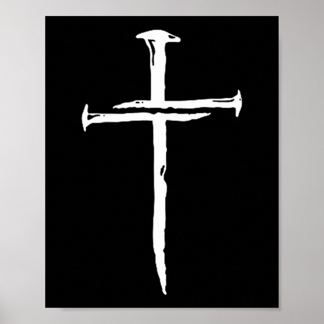 Póster Christian Minimalist Three Nails Cross Religious J (Frente)