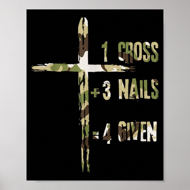 Póster Christian One Cross Plus Three Nails Equals Forgiv (Frente)