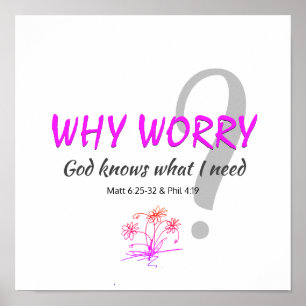 Póster Christian ¿POR QUÉ PREOCUPARSE? DIOS SABE Matt 6:2