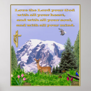 Póster Christian poster Love the lord with all your heart