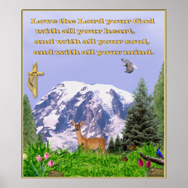 Póster Christian poster Love the lord with all your heart (Frente)