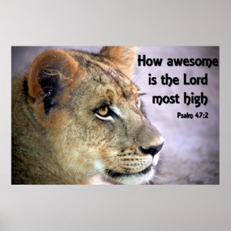 Póster Christian Poster with Mountain Lion and Bible Vers