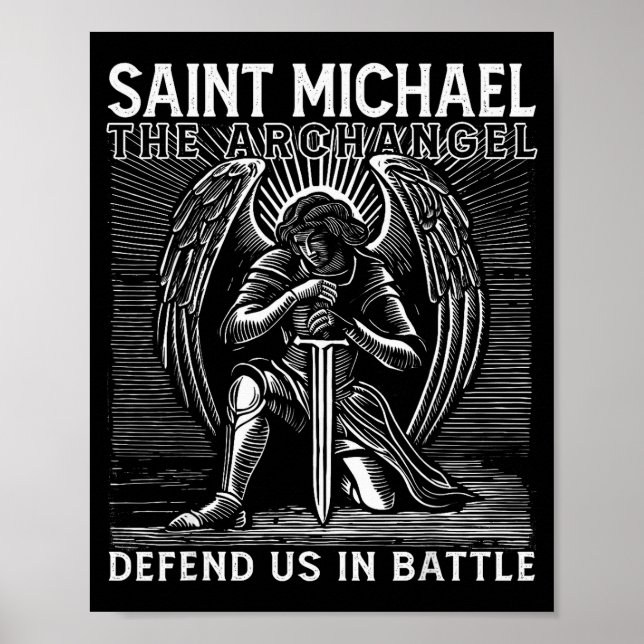 Póster Christian Saint Michael Catholic Saint Defend Us I (Frente)