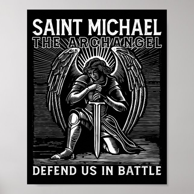 Póster Christian Saint Michael Catholic Saint Defend Us I (Frente)