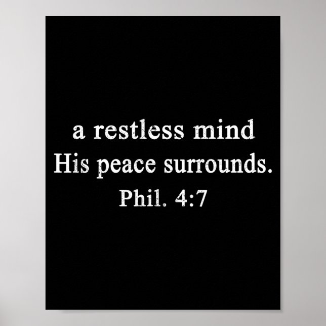 Póster Christian Shirts A Restless Mind His Peace Worship (Frente)