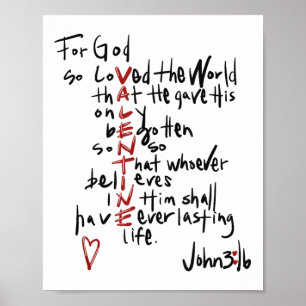 Póster Christian Valentines John 3_16 Por Dios Tan Amado 