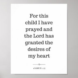 Póster Christian wall art, 1 Samuel 1:27, bible verse