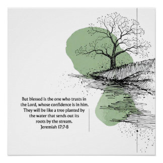 Póster Christian Wall Art Jeremiah 17:7–8 | Trust in God 