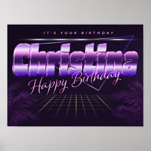 Póster Christina Name Vorname retro Poster Geburtstag