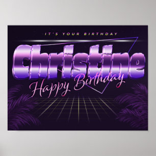 Póster Christine Name Vorname retro Poster Geburtstag