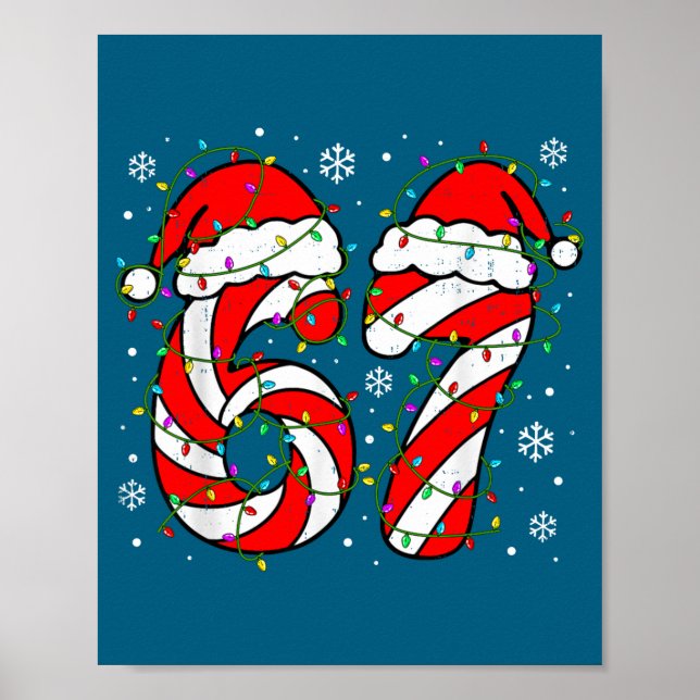 Póster Christmas 67 Candy Cane Six Seven Meme Lights Sant (Frente)