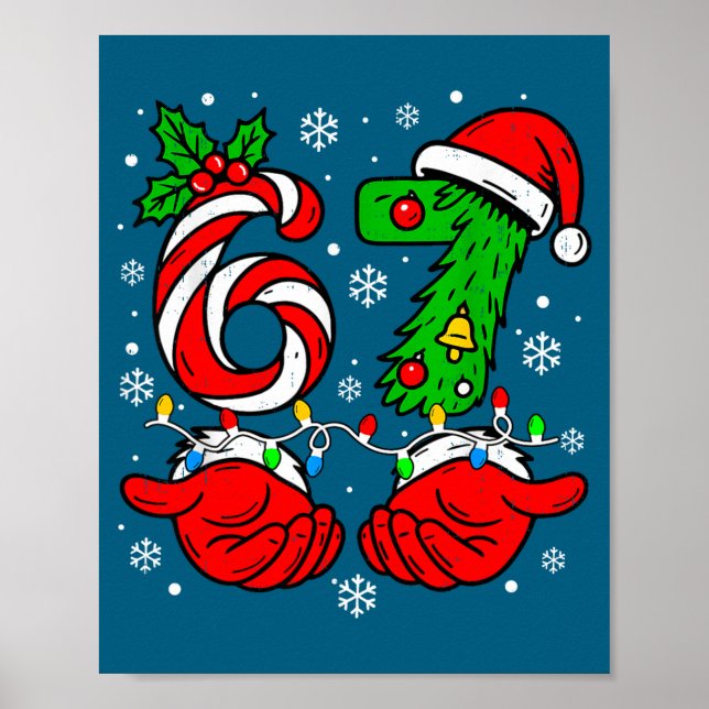 Póster Christmas 67 Candy Cane Six Seven Meme Lights Sant (Frente)