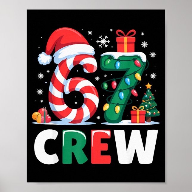 Póster Christmas 67 Crew Brainrot Funny Candy Cane Lights (Frente)