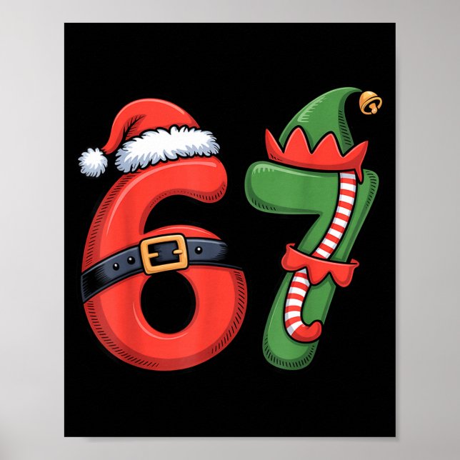 Póster Christmas 67 Meme 67 Santa Elf - Six Seven  (Frente)