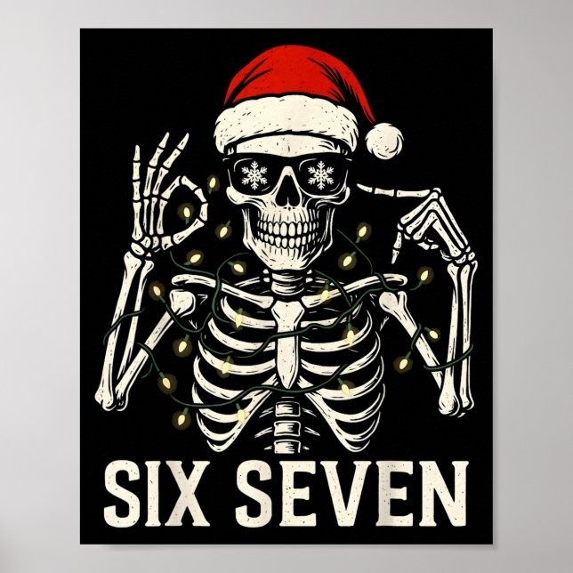 Póster Christmas 67 Meme Skeleton With Santa Hat For Men  (Frente)