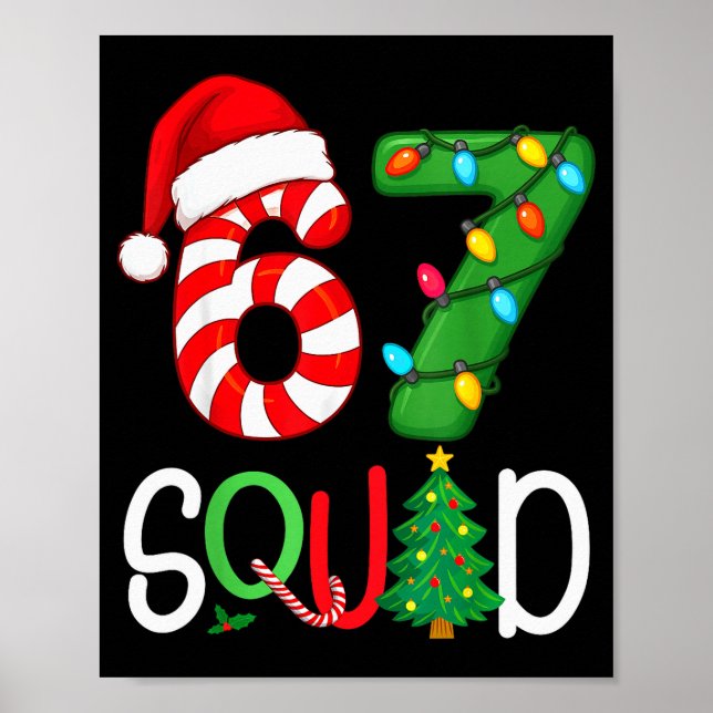 Póster Christmas 67 Squad Funny Candy Cane And Lights Xma (Frente)