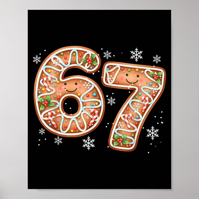 Póster Christmas 6 7 Six Seven Funny 67 Meme Gingerbread  (Frente)