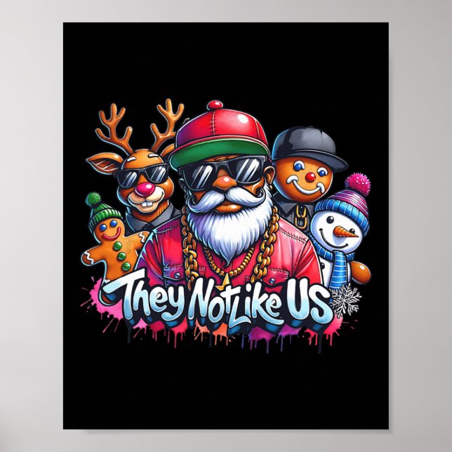 Póster Christmas African Santa They Not Like Us Merry Chr (Frente)