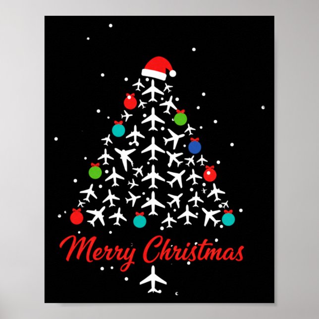 Póster Christmas Airplane Tree Merry Christmas Lot Travel (Frente)