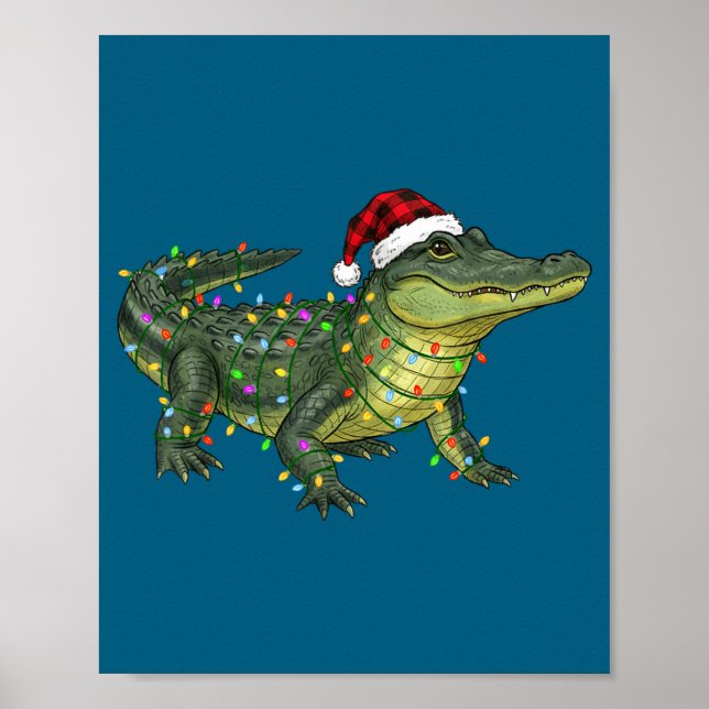 Póster Christmas Alligator Holiday Reptile Funny Festive  (Frente)