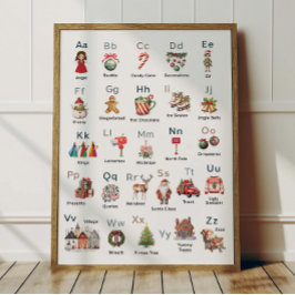 Póster Christmas Alphabet ABC Poster Kids Room Decor