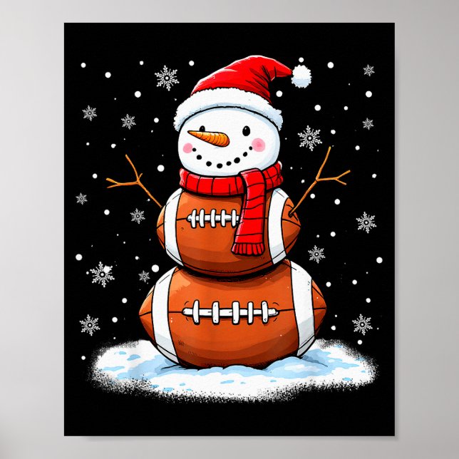 Póster Christmas American Football Snowman Xmas Srt Men B (Frente)