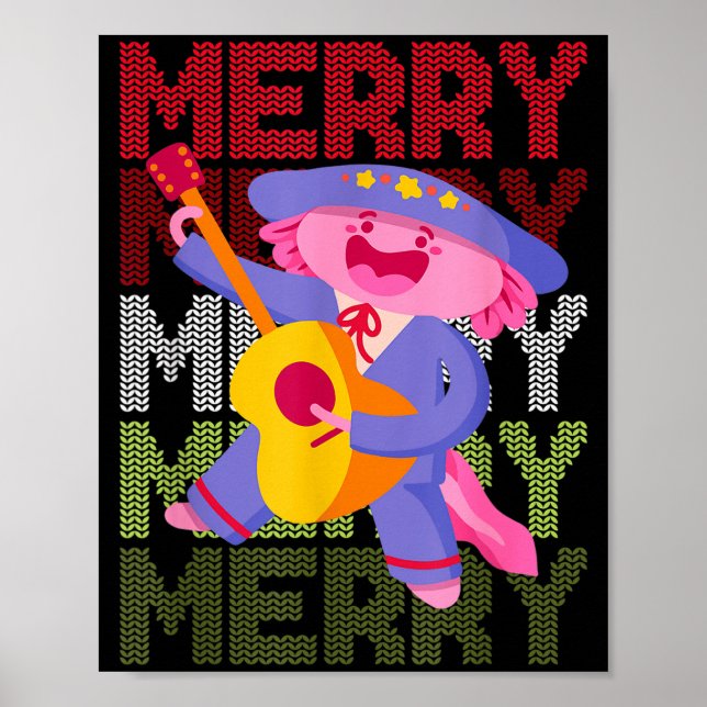 Póster Christmas Axolotl Ugly Sweater Funny Christmas Sno (Frente)
