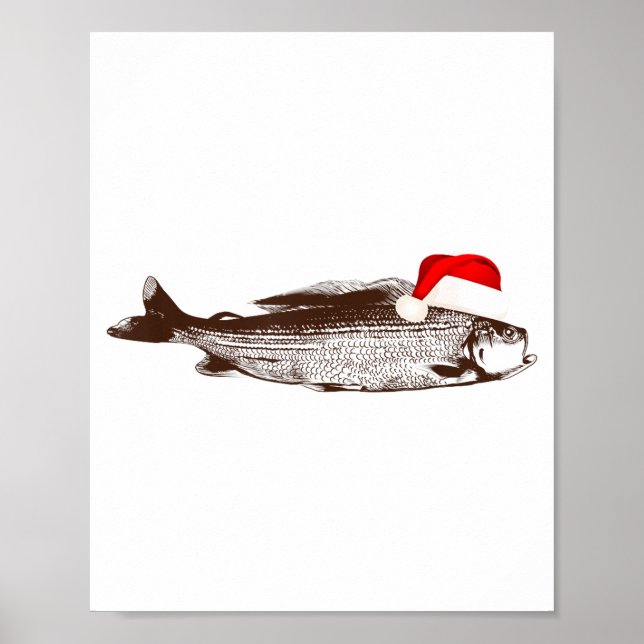 Póster Christmas B Fishing Wearing Santa Hat  (Frente)