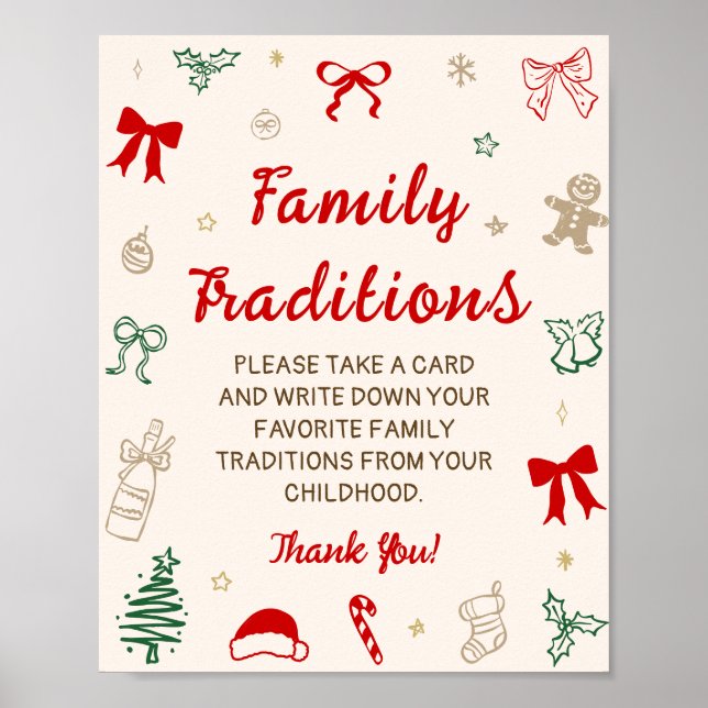 Póster Christmas Baby Shower Family Traditions Game (Frente)