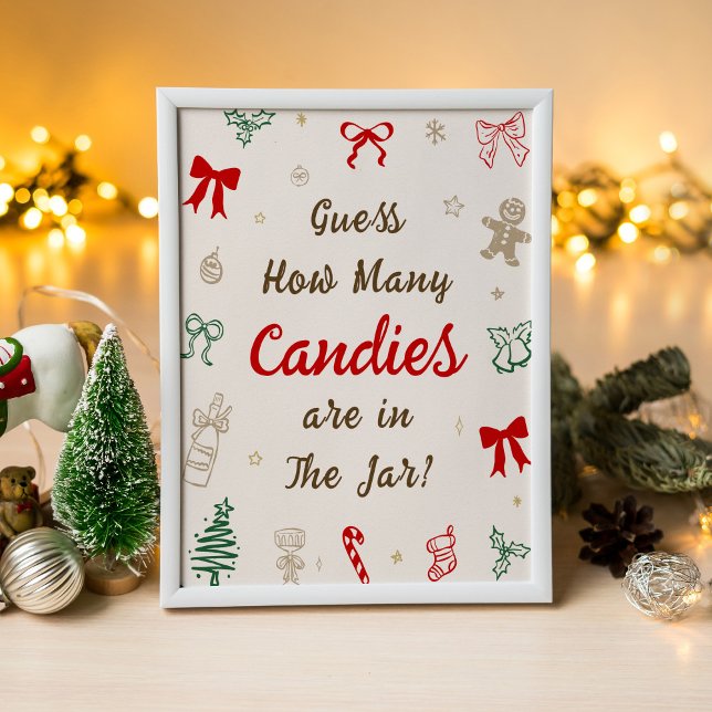 Póster Christmas Baby Shower Guess How Many Candies (Subido por el creador)