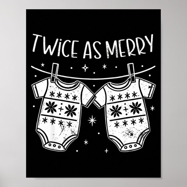 Póster Christmas Baby Twin Mom Xmas Twin Pregnancy Reveal (Frente)