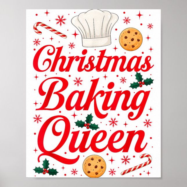 Póster Christmas Baking Queen Funny Xmas Cookie Lover Wom (Frente)
