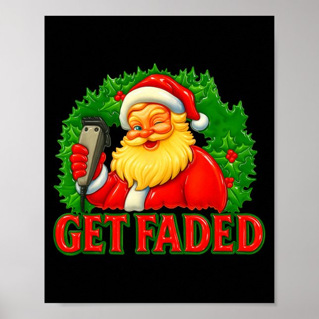 Póster Christmas Barber Get Faded  (Frente)
