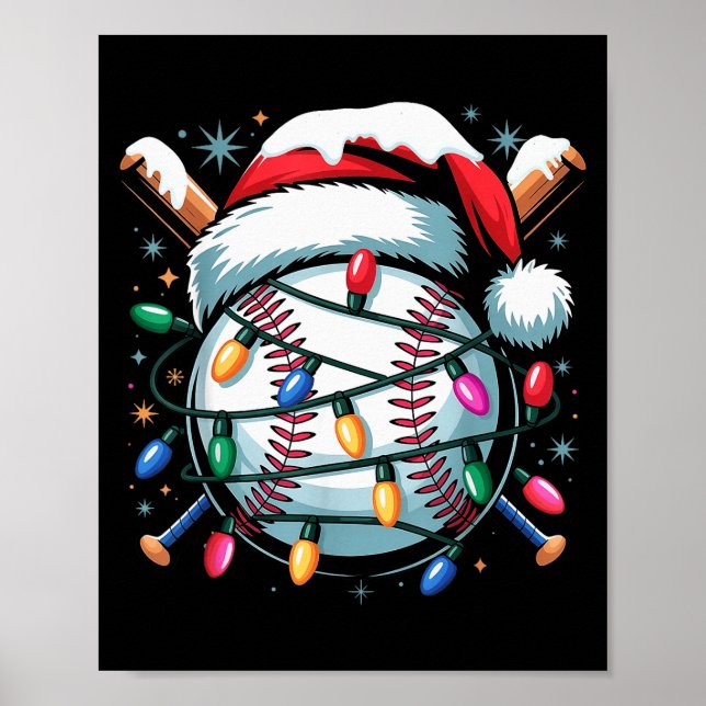 Póster Christmas Baseball Boy Youth Kid Men Santa Hat Xma (Frente)