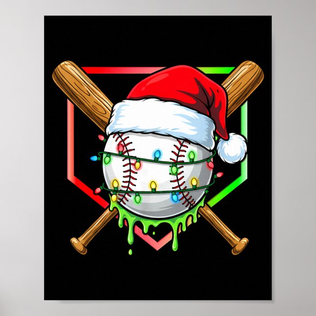 Póster Christmas Baseball Drip Ice Cream Drip Baseball Lo (Frente)