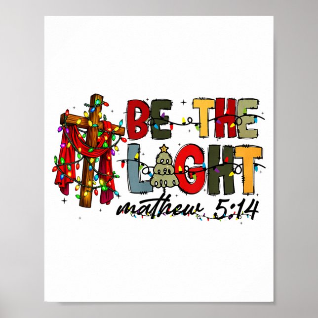 Póster Christmas Be The Light Sun Matthew 5_14 Bible Chri (Frente)