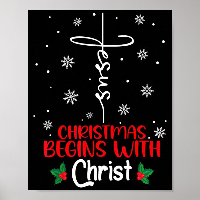 Póster Christmas Begins With Christ Religious Christmas X (Frente)
