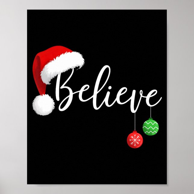 Póster Christmas Believe In Santa Claus Funny Xmas Family (Frente)