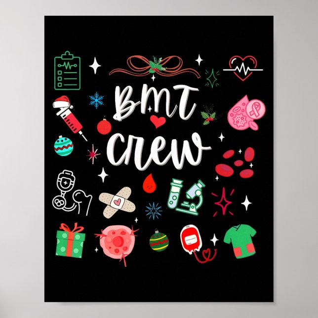 Póster Christmas Bmt Crew Nurse Bone Marrow Transplant Nu (Frente)