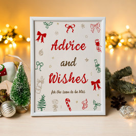 Póster Christmas Bridal Shower Advice and Wishes