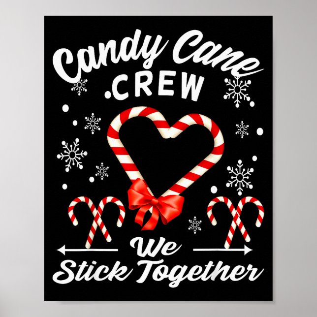 Póster Christmas Candy Cane Crew 2025 Heart Holiday Famil (Frente)