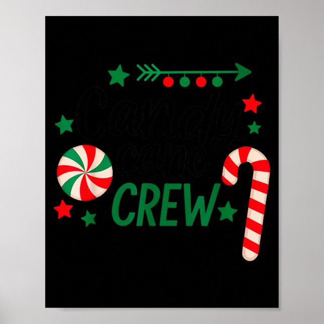 Póster Christmas Candy Cane Crew Shirt Women Girls Boys K (Frente)