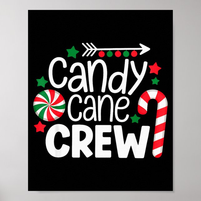 Póster Christmas Candy Cane Crew Shirt Women Girls Boys K (Frente)