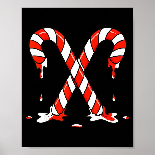Póster Christmas Candy Cane Drip Boys Girls Kids  (Frente)