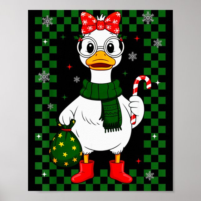 Póster Christmas Candy Cane Goose Matching Couple Xmas Bo (Frente)