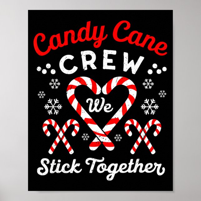 Póster Christmas Candy Cane Heart Holiday Family Matching (Frente)