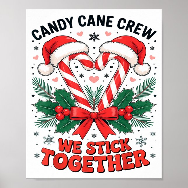 Póster Christmas Candy Cane Heart Holiday Family Matching (Frente)