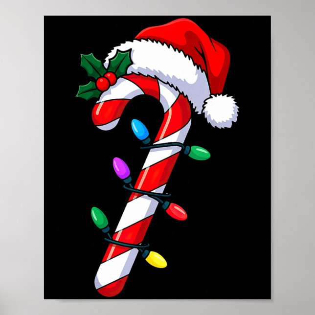 Póster Christmas Candy Cane Santa Xmas  (Frente)