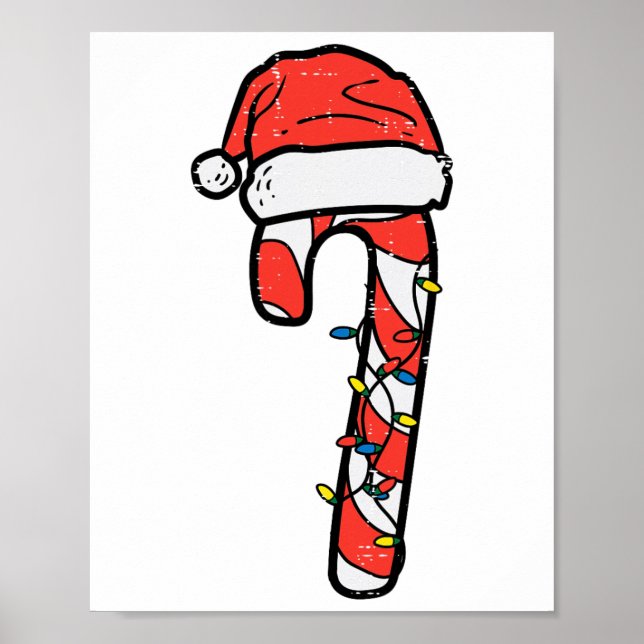Póster Christmas Candy Cane Santa Xmas Kids Toddler Youth (Frente)
